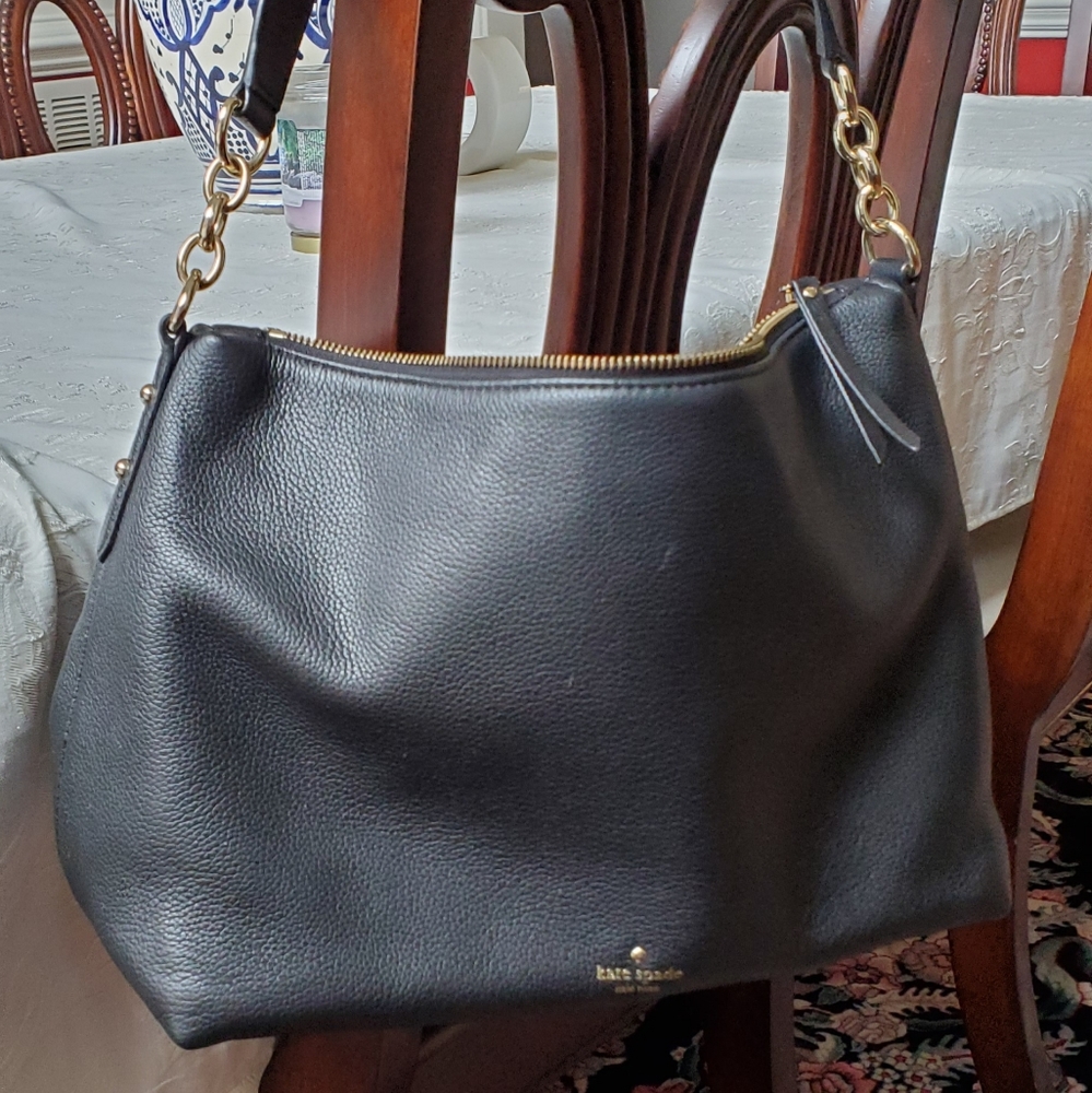 Kate Spade black leather shoulder purse